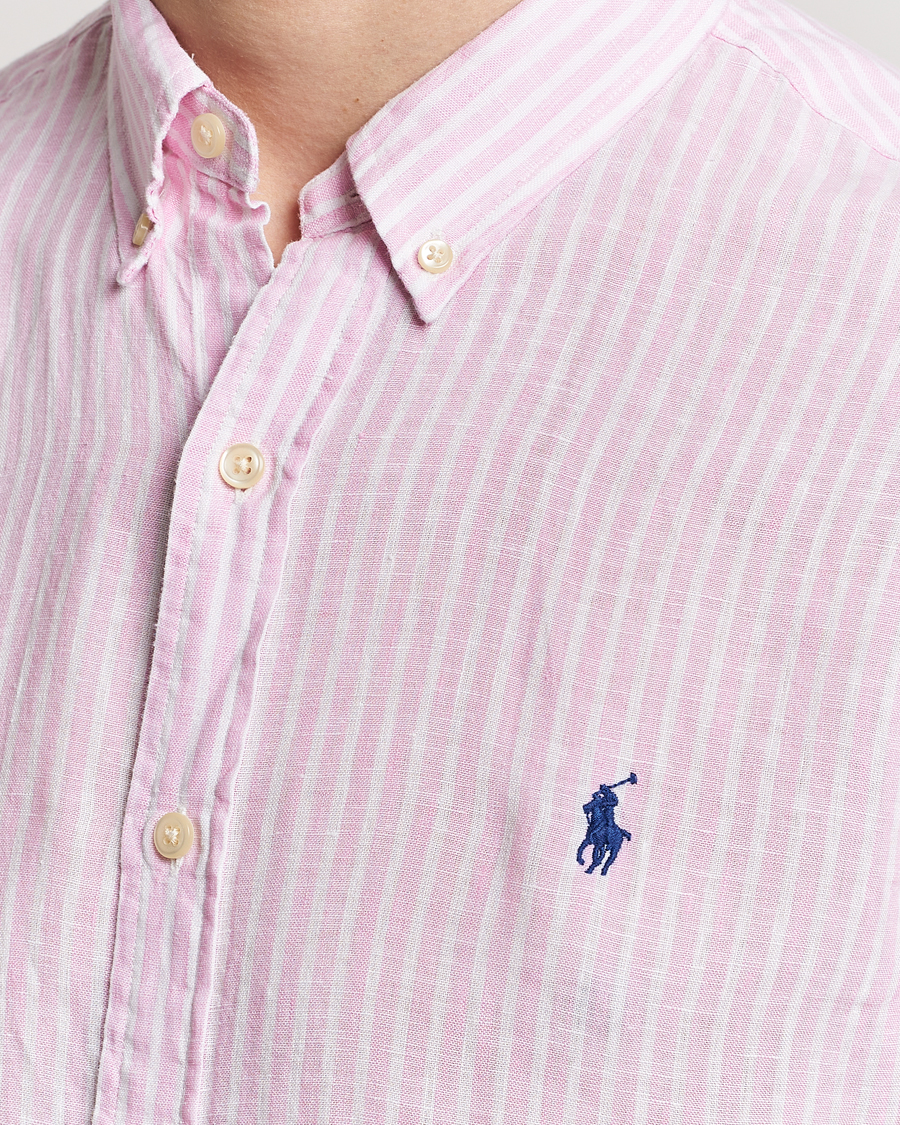 Herren | Hemden | Polo Ralph Lauren | Slim Fit Striped Button Down Linen Shirt Pink/White