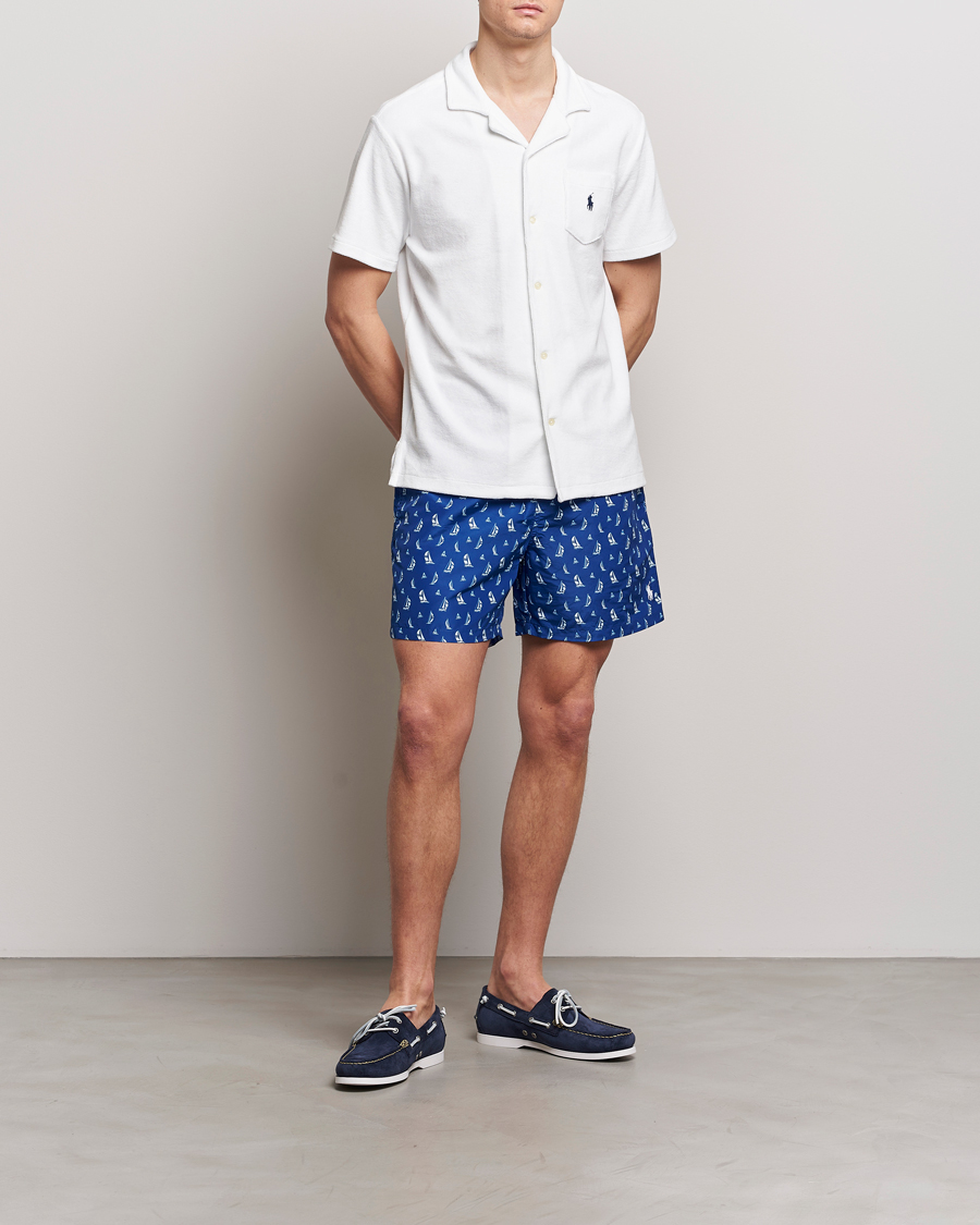 Herren | Badehosen | Polo Ralph Lauren | Recycled Traveler Printed Swimshorts Blue Sail
