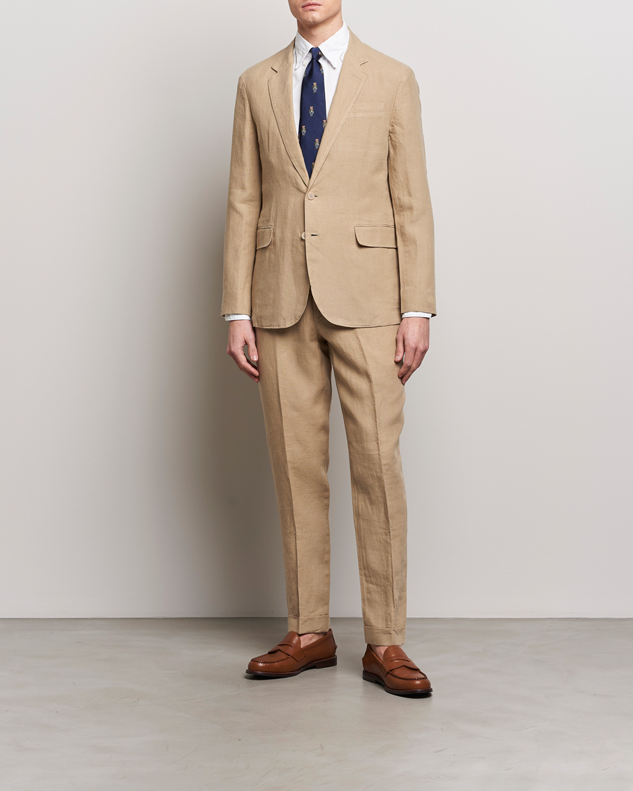Herren | Hosen | Polo Ralph Lauren | Linen Pleated Trousers Coastal Beige