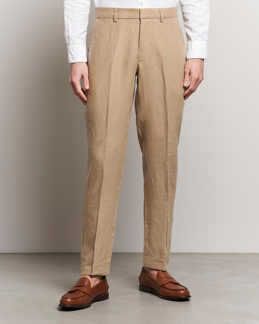 Herren | Only Polo | Polo Ralph Lauren | Linen Pleated Trousers Coastal Beige