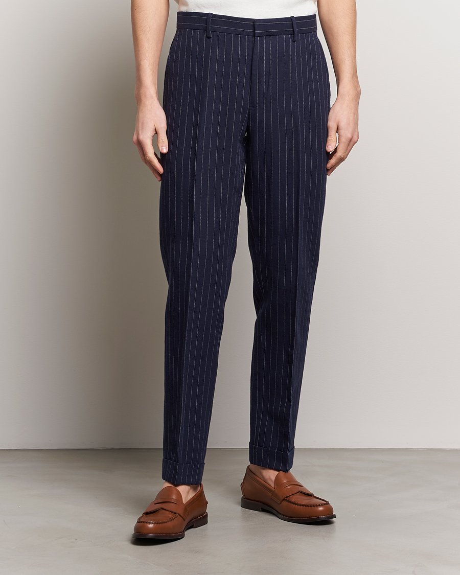 Herren | Business Casual | Polo Ralph Lauren | Linen Pinstripe Trousers Navy/Cream