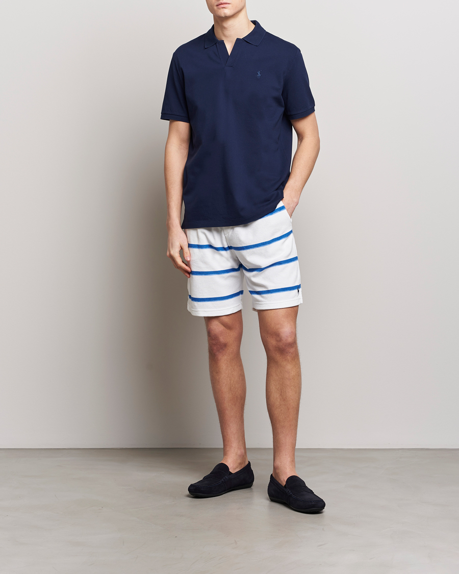 Herren | Shorts | Polo Ralph Lauren | Cotton Terry Striped Drawstring Shorts Blue/White