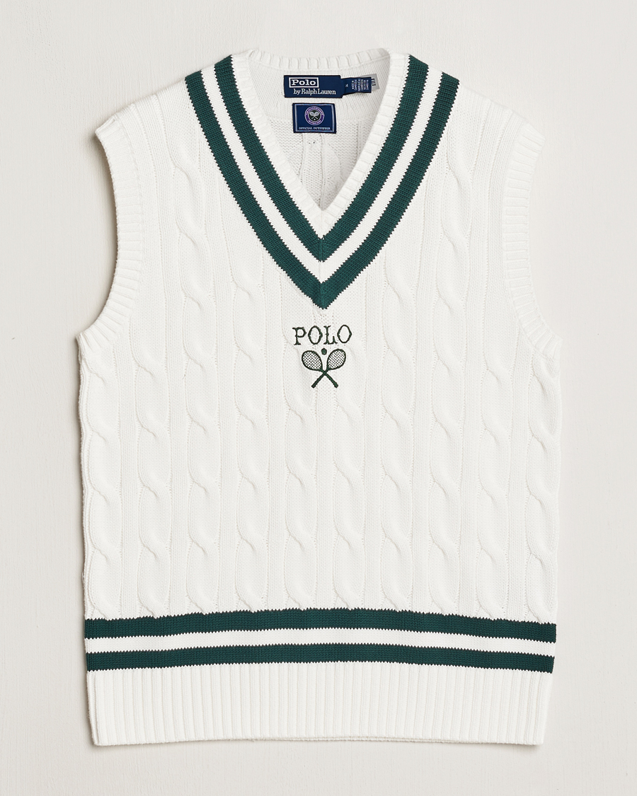 Herren | Pullover | Polo Ralph Lauren | Wimbledon Cricket Vest White/Moss Agate