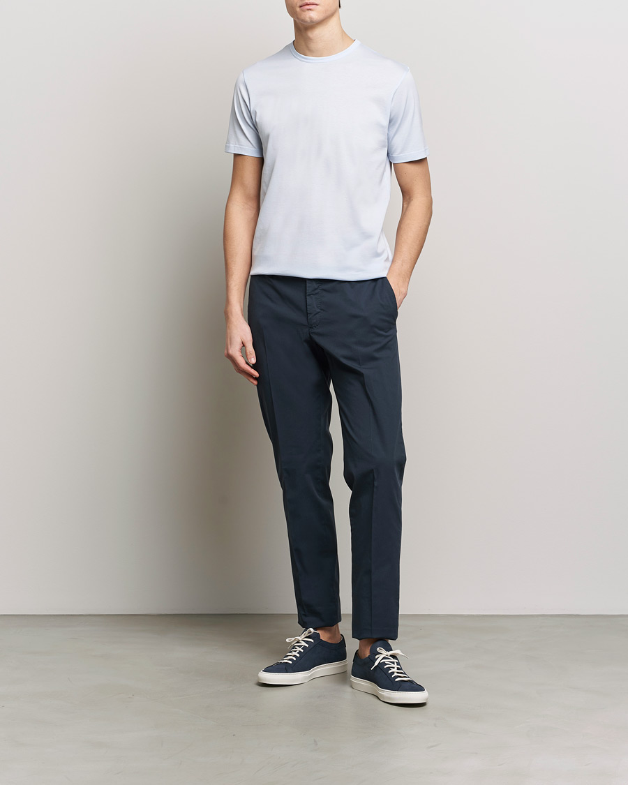 Herren | T-Shirts | Sunspel | Crew Neck Cotton Tee Light Blue