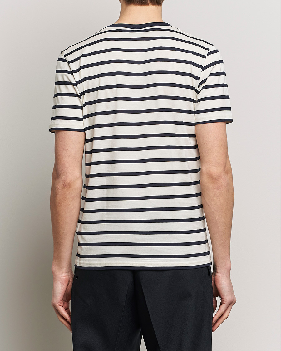 Herren | T-Shirts | Sunspel | Striped Crew Neck Cotton Tee Ecru/Navy