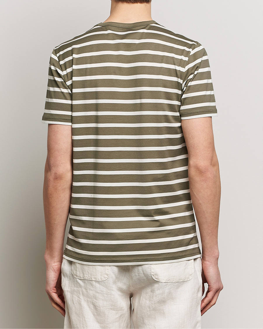 Herren | T-Shirts | Sunspel | Striped Crew Neck Cotton Tee Khaki