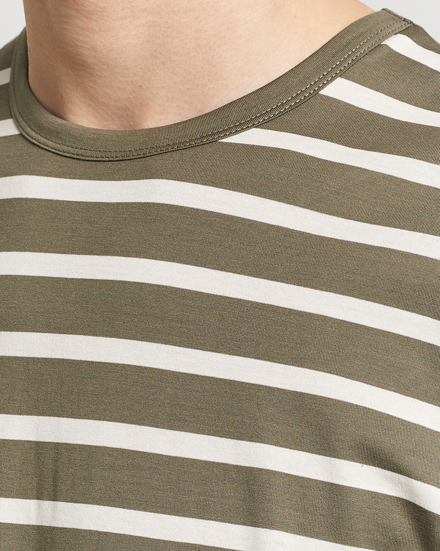 Herren | T-Shirts | Sunspel | Striped Crew Neck Cotton Tee Khaki
