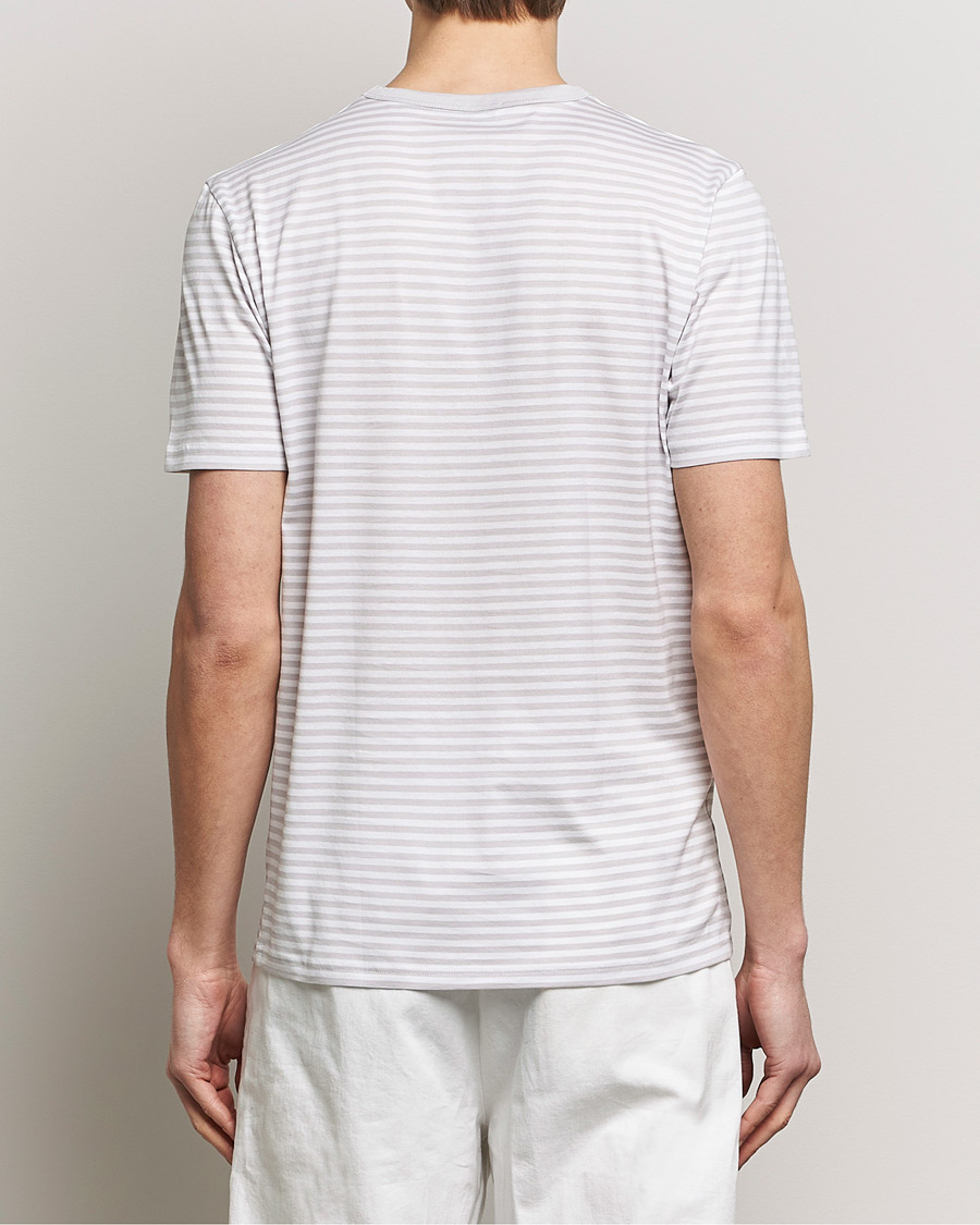 Herren | T-Shirts | Sunspel | Striped Crew Neck Cotton Tee Smoke/White