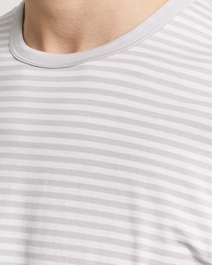 Herren | T-Shirts | Sunspel | Striped Crew Neck Cotton Tee Smoke/White