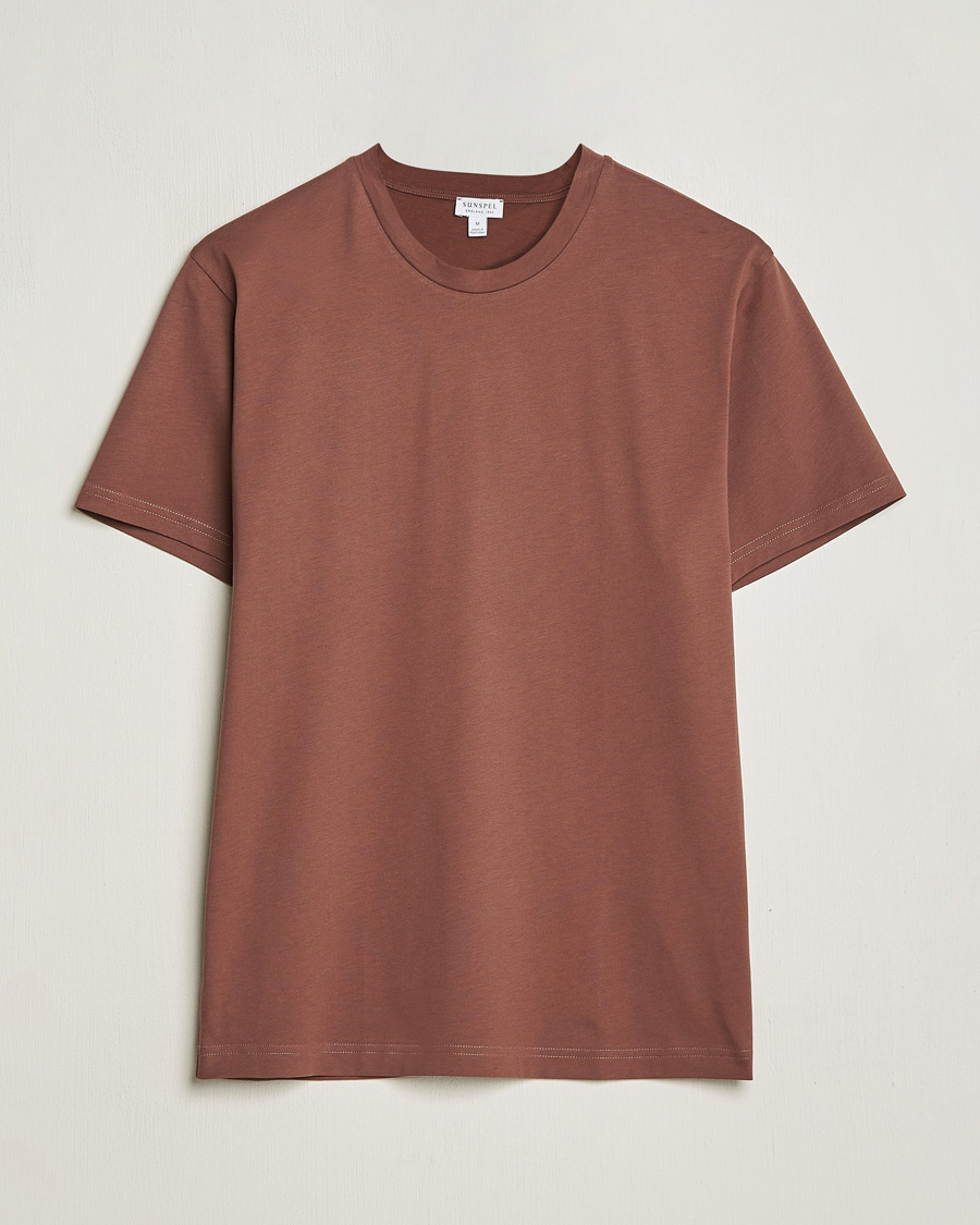 Herren | T-Shirts | Sunspel | Riviera Midweight Tee Brown