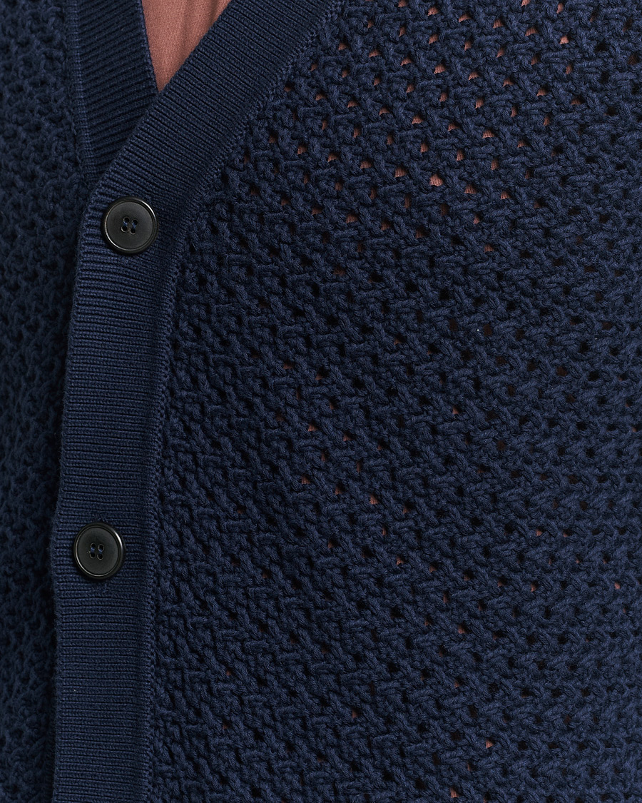 Herren | Pullover | Sunspel | Chunky Knit Cotton Cardigan Navy