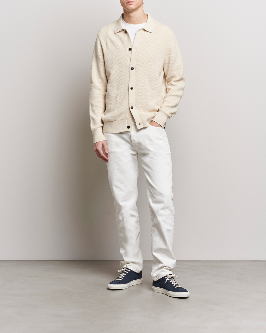 Herren | Pullover | Sunspel | Waffle Stitch Jacket Ecru