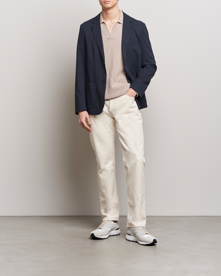 Herren | Sakkos | Sunspel | Unconstructed Seersucker Blazer Navy