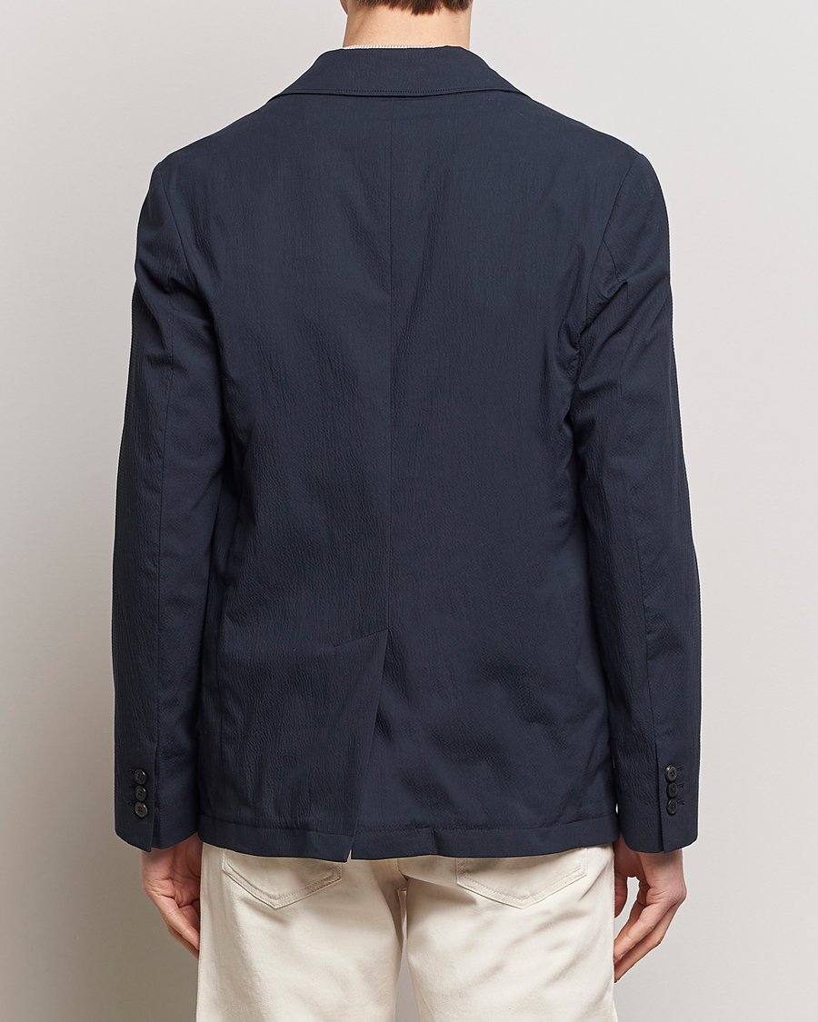 Herren | Sakkos | Sunspel | Unconstructed Seersucker Blazer Navy