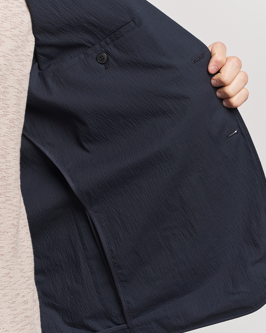 Herren | Sakkos | Sunspel | Unconstructed Seersucker Blazer Navy