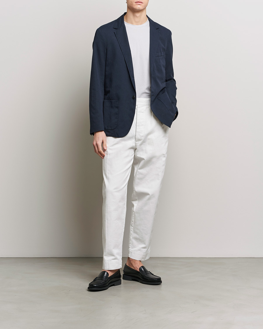 Herren | Sakkos | Sunspel | Unconstructed Cotton/Linen Blazer Navy