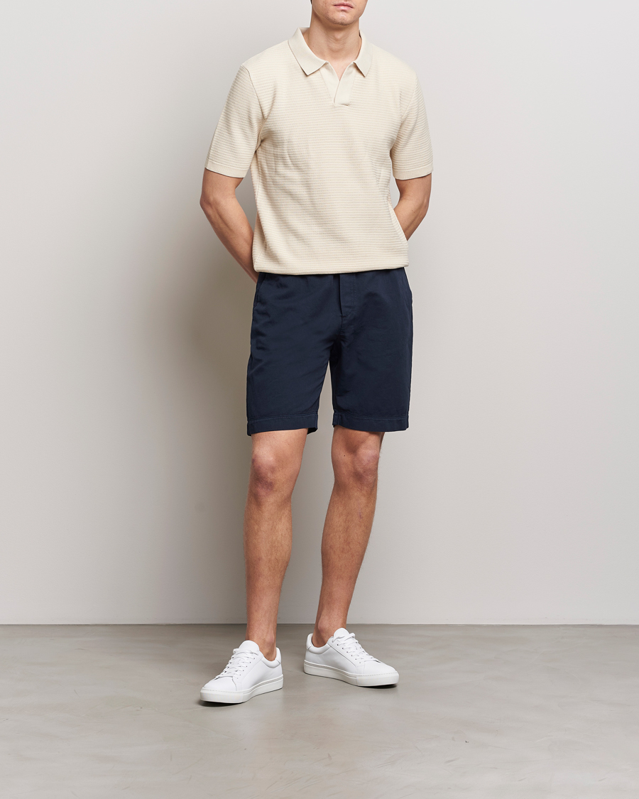 Herren | Shorts | Sunspel | Cotton/Linen Drawstring Shorts Navy