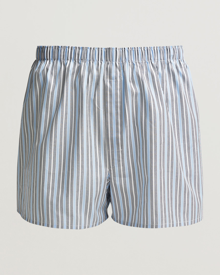 Herren | Unterwäsche | Sunspel | Classic Woven Cotton Boxer Shorts Blue Mix Stripe