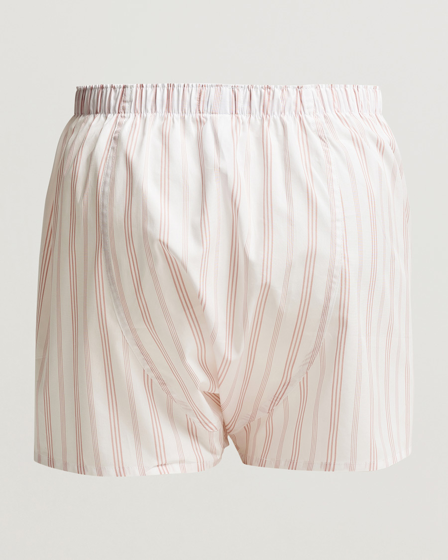 Herren | Unterhosen | Sunspel | Woven Cotton Boxers Pale Pink Stripe