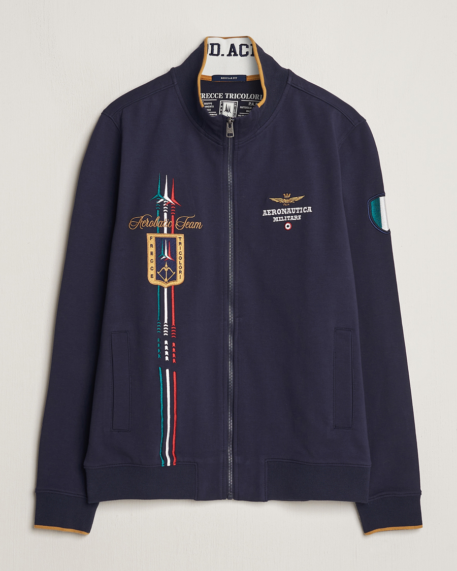 Herren | Pullover | Aeronautica Militare | Full Zip Tricolori Sweater Navy