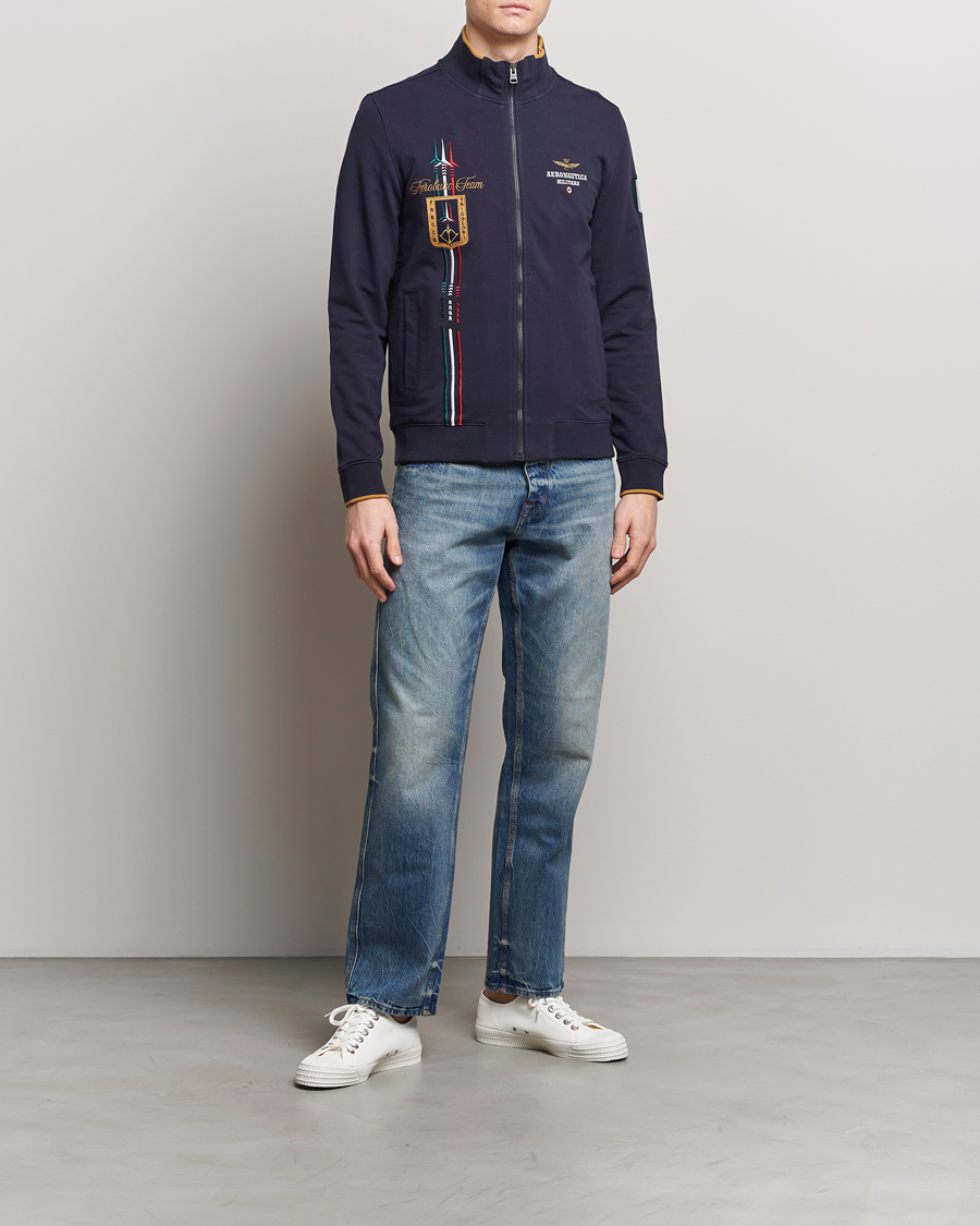 Herren | Pullover | Aeronautica Militare | Full Zip Tricolori Sweater Navy