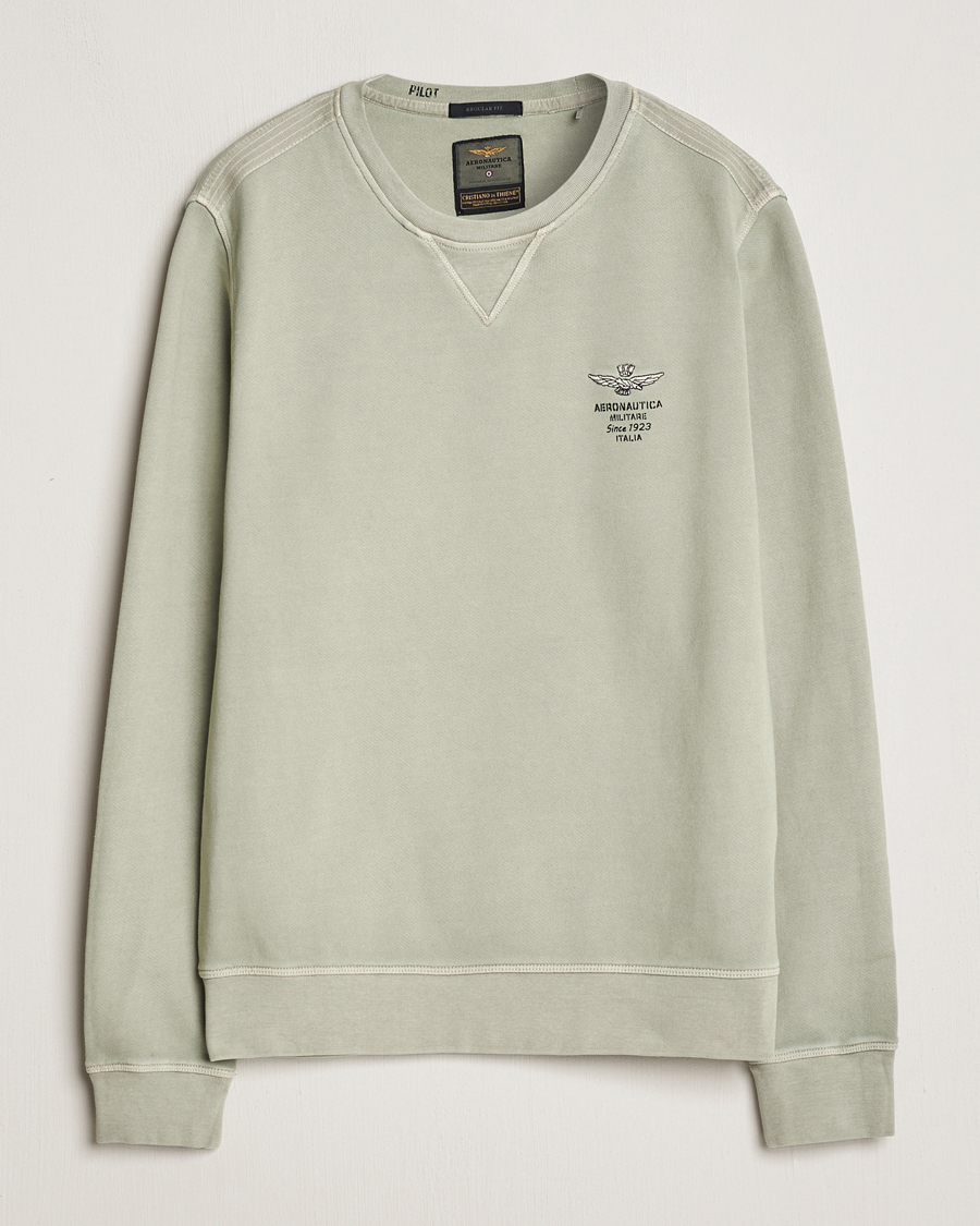 Herren | Pullover | Aeronautica Militare | Washed Crew Neck Sweatshirt Sage Green