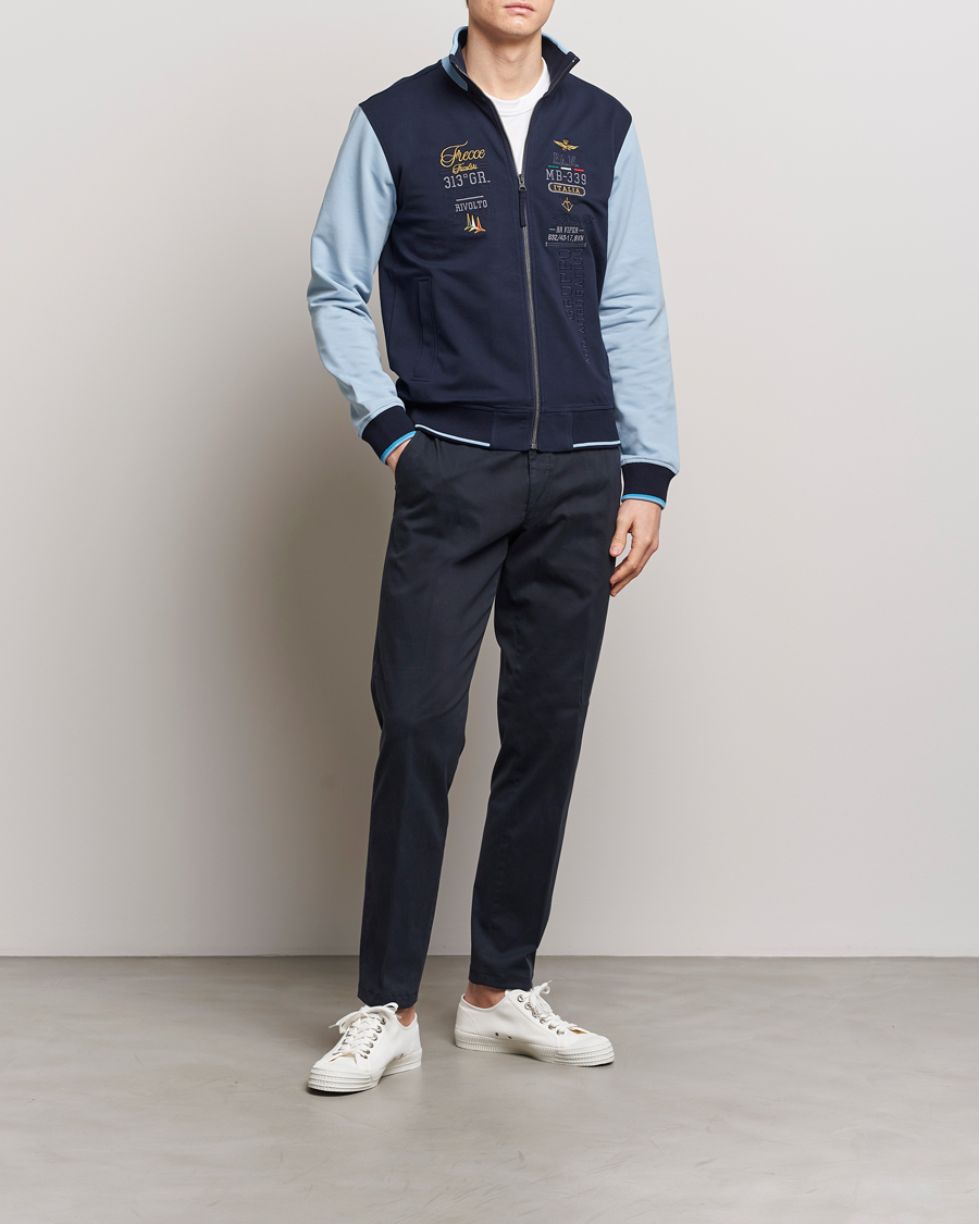 Herren | Pullover | Aeronautica Militare | Full Zip Sweater Navy/Glacier Blue