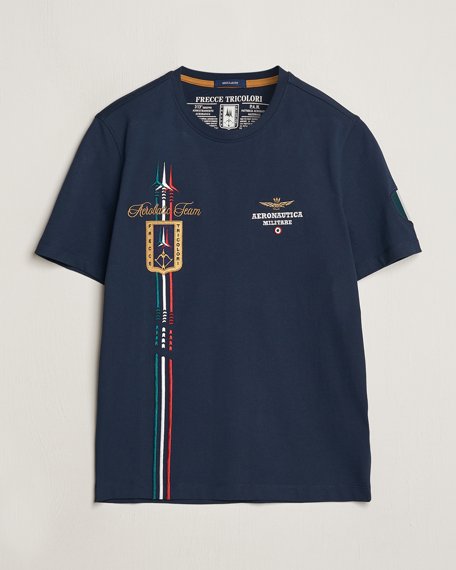 Herren | T-Shirts | Aeronautica Militare | Tricolori Crew Neck T-Shirt Navy