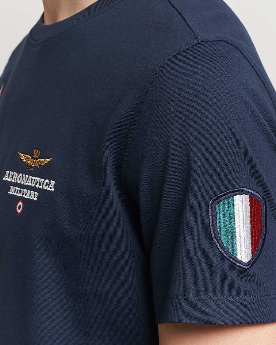 Herren | T-Shirts | Aeronautica Militare | Tricolori Crew Neck T-Shirt Navy