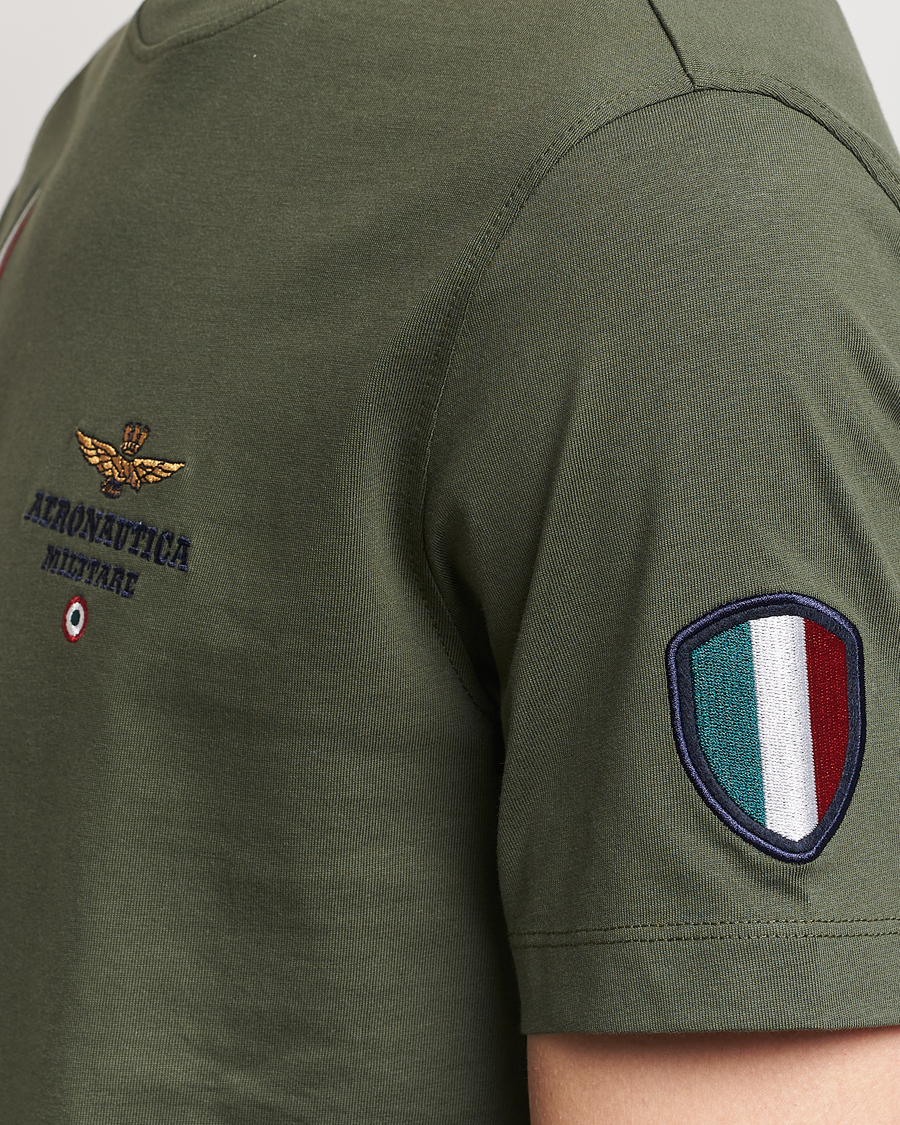 Herren | T-Shirts | Aeronautica Militare | Tricolori Crew Neck T-Shirt Verde Green