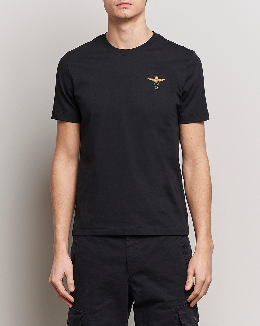 Herren | Kurzarm T-Shirt | Aeronautica Militare | TS1580 Crew Neck T-Shirt Jet Black