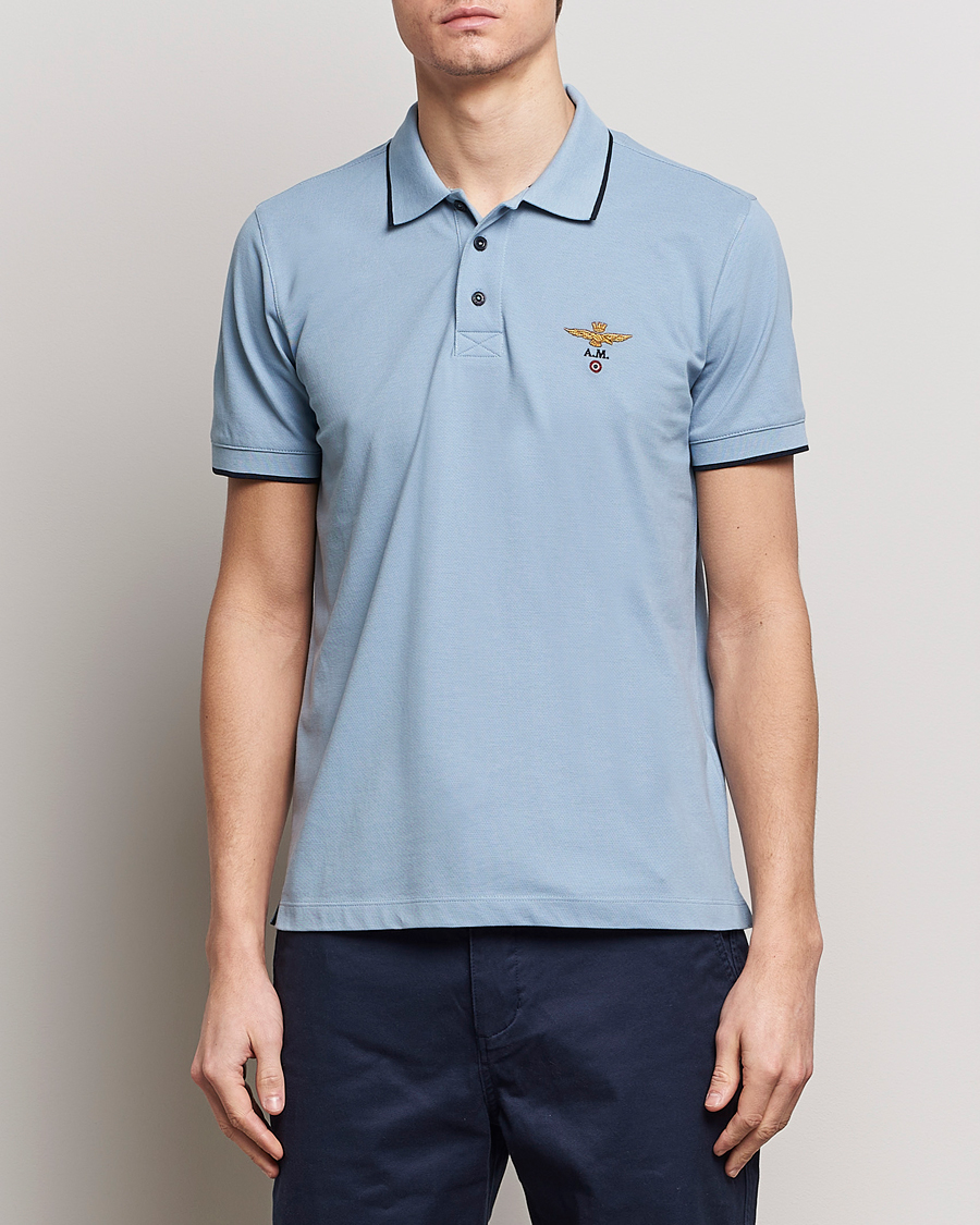 Herren | Poloshirt | Aeronautica Militare | Garment Dyed Cotton Polo Glacier Blue
