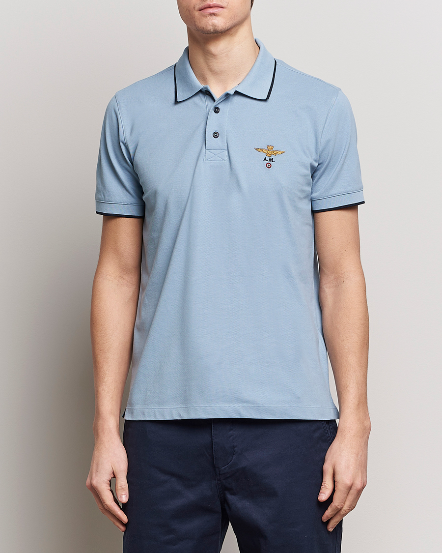 Herren | Poloshirts | Aeronautica Militare | Garment Dyed Cotton Polo Glacier Blue