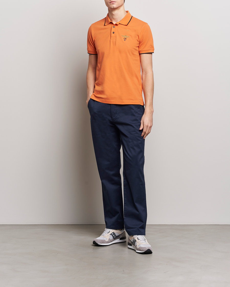 Herren | Poloshirts | Aeronautica Militare | Garment Dyed Cotton Polo Carrot Orange