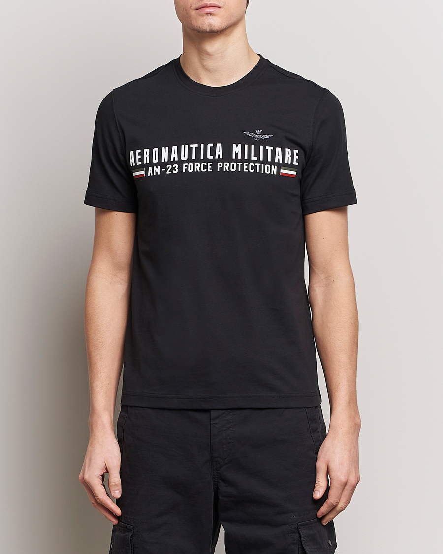 Herren | Kurzarm T-Shirt | Aeronautica Militare | Logo Crew Neck T-Shirt Jet Black