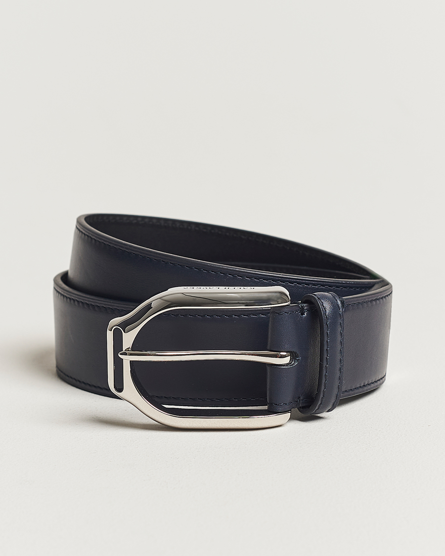 Herren | Ralph Lauren Purple Label Darwin Leather Belt Navy Calf | Ralph Lauren Purple Label | Darwin Leather Belt Navy Calf
