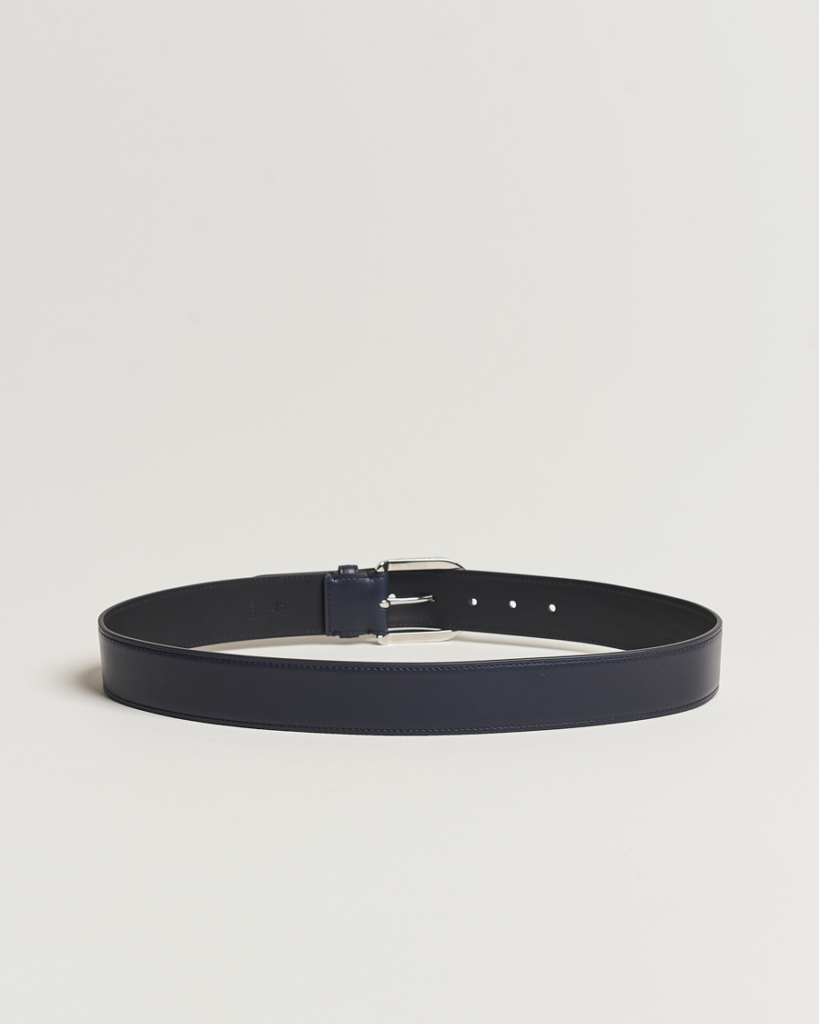 Herren | Ralph Lauren Purple Label Darwin Leather Belt Navy Calf | Ralph Lauren Purple Label | Darwin Leather Belt Navy Calf