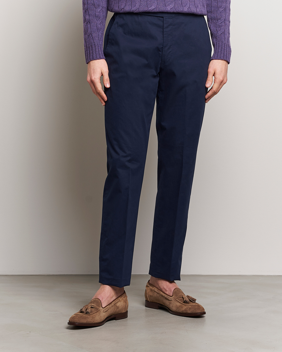 Herren | Chinos | Ralph Lauren Purple Label | Cotton Poplin Trousers Spring Navy