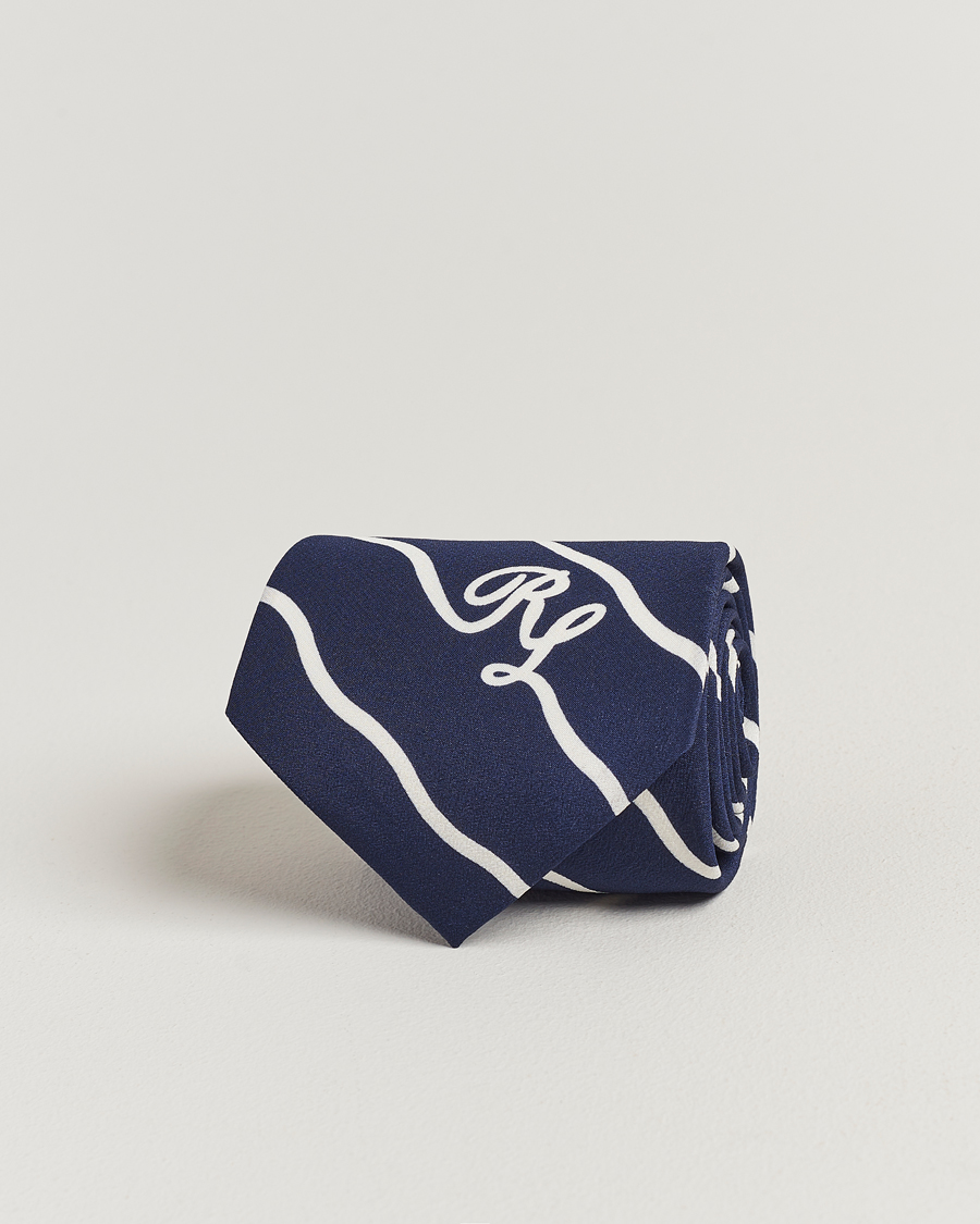 Herren | Ralph Lauren Purple Label Striped Silk Tie Navy/White | Ralph Lauren Purple Label | Striped Silk Tie Navy/White