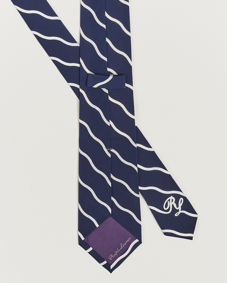 Herren | Ralph Lauren Purple Label Striped Silk Tie Navy/White | Ralph Lauren Purple Label | Striped Silk Tie Navy/White