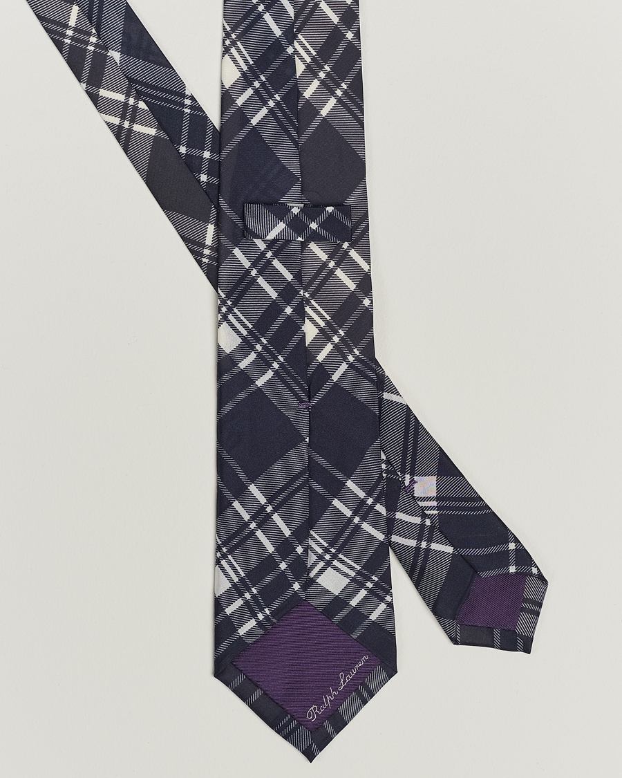 Herren | Ralph Lauren Purple Label Monocolor Plaid Silk Tie Navy | Ralph Lauren Purple Label | Monocolor Plaid Silk Tie Navy