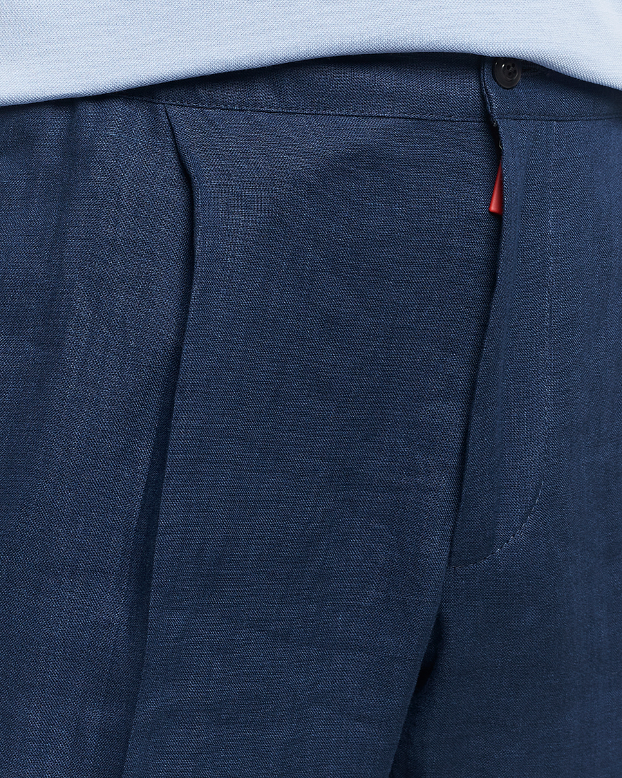 Herren | Hosen | Kiton | Pure Linen Drawstring Trousers Dark Blue
