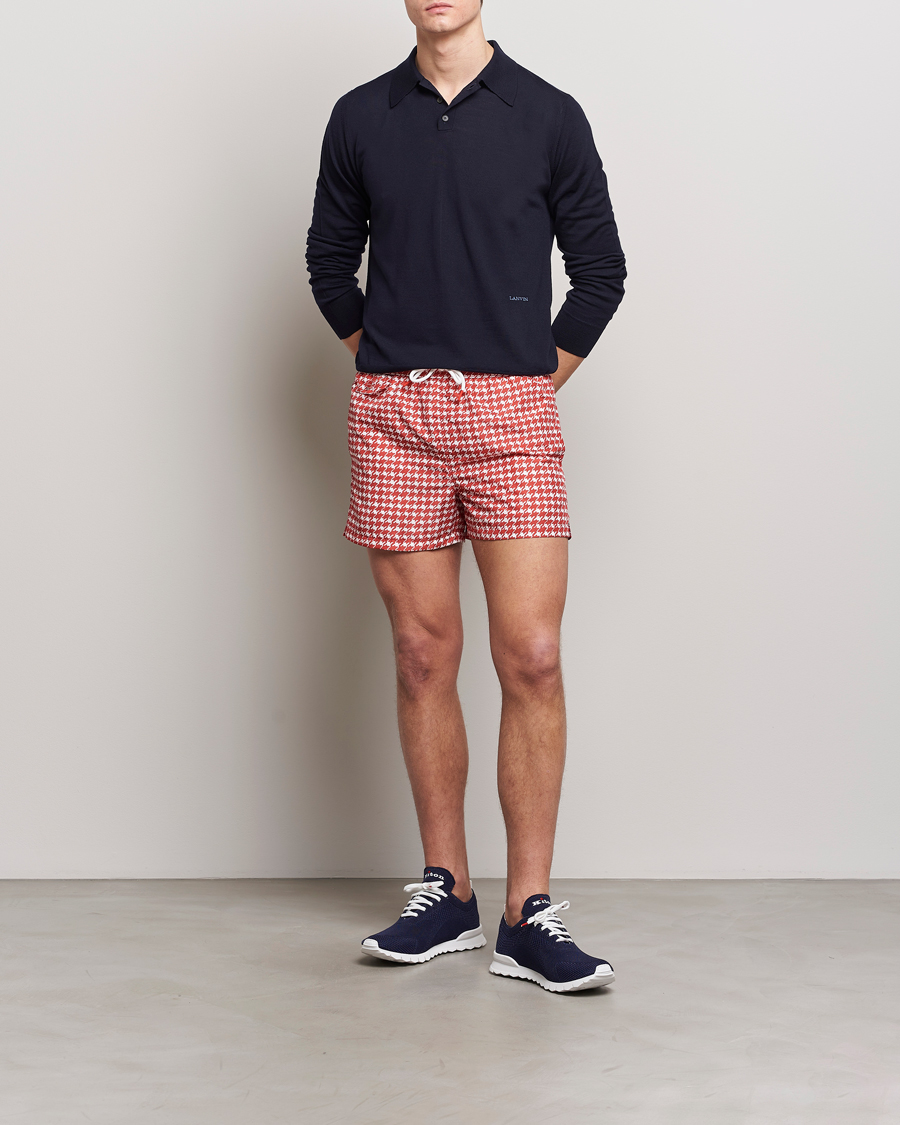 Herren | Badehosen | Kiton | Printed Nylon Swim Shorts Red