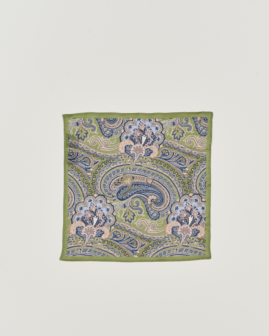 Herren | Amanda Christensen Box Set Printed Linen 8cm Tie With Pocket Square Green | Amanda Christensen | Box Set Printed Linen 8cm Tie With Pocket Square Green