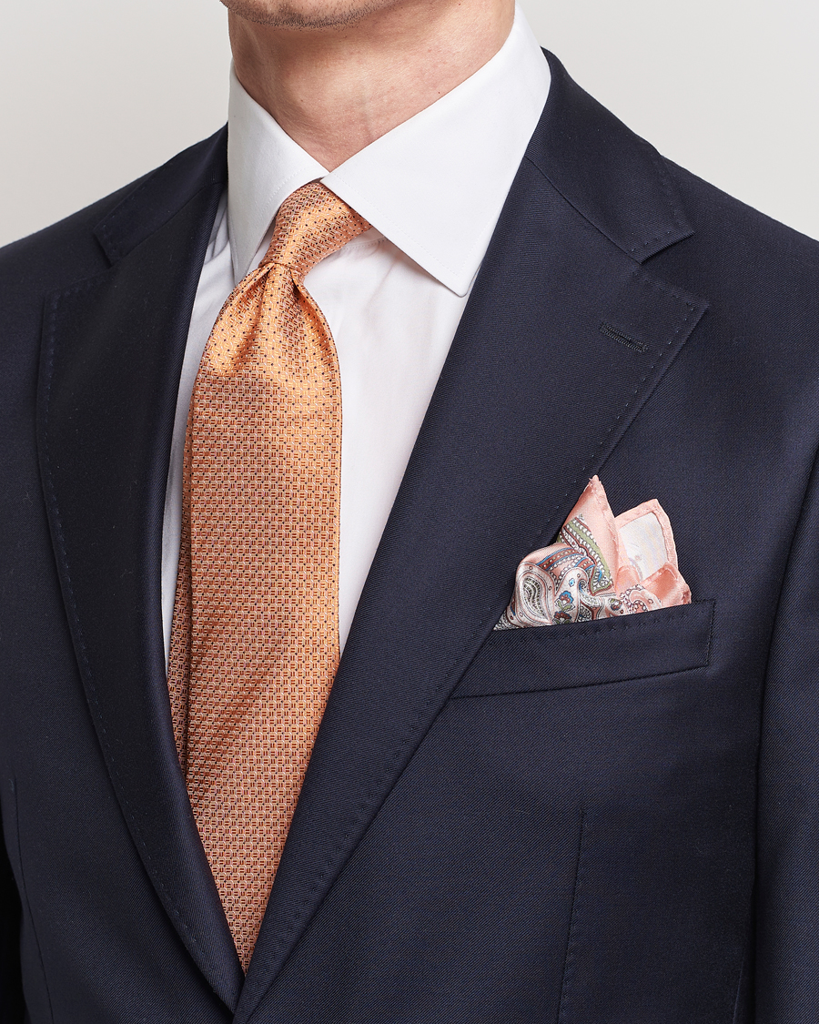 Herren | Amanda Christensen | Amanda Christensen | Box Set Silk Twill 8cm Tie With Pocket Square Orange