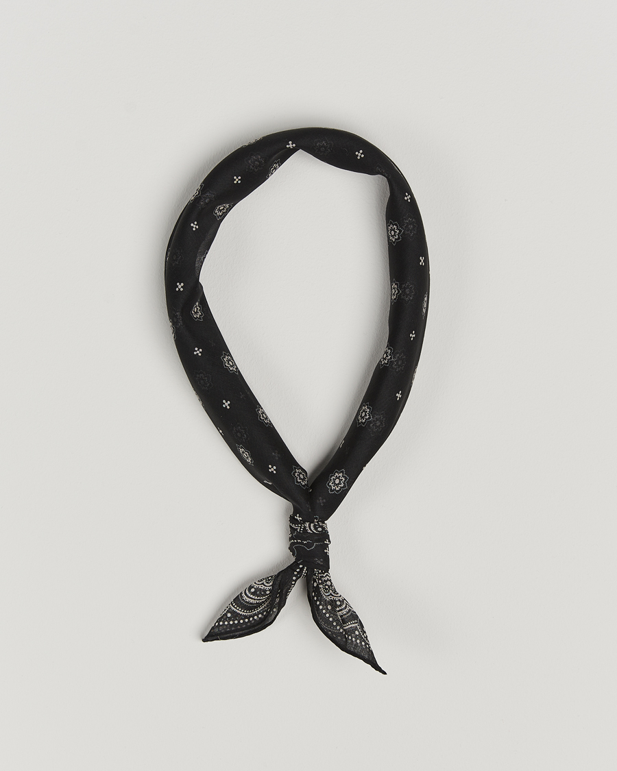 Herren | Amanda Christensen Cotton Voilé Printed Medallion Bandana Black | Amanda Christensen | Cotton Voilé Printed Medallion Bandana Black
