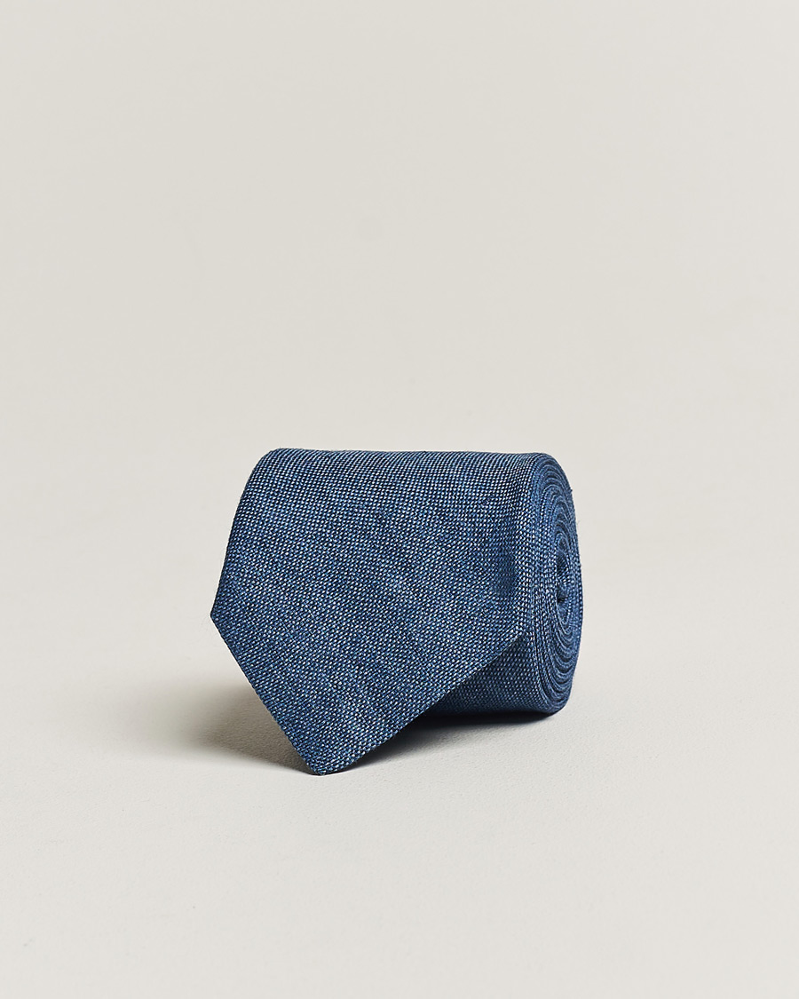 Herren | Krawatten | Amanda Christensen | Amanda ChristensenHopsack Linen 8cm TieBlue
