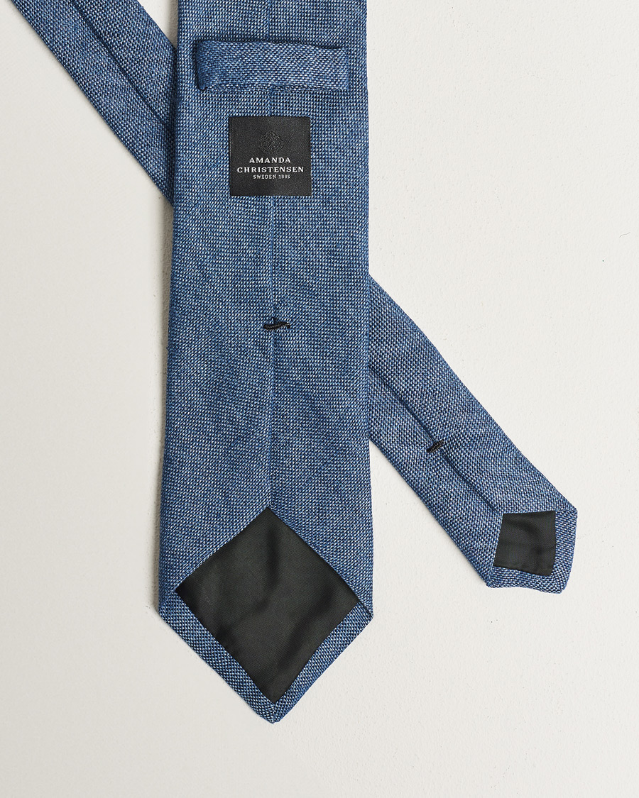 Herren | Krawatten | Amanda Christensen | Amanda ChristensenHopsack Linen 8cm TieBlue