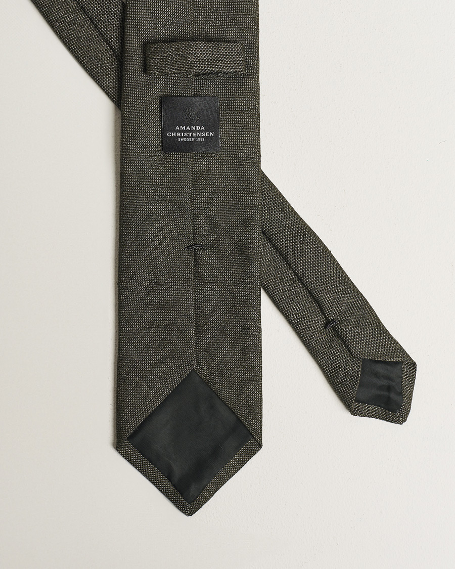 Herren | Business Casual | Amanda Christensen | Hopsack Linen 8cm Tie Dark Olive