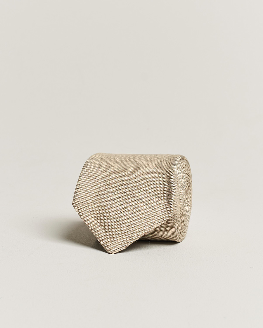 Herren | Amanda ChristensenHopsack Linen 8cm TieSand | Amanda Christensen | Amanda ChristensenHopsack Linen 8cm TieSand